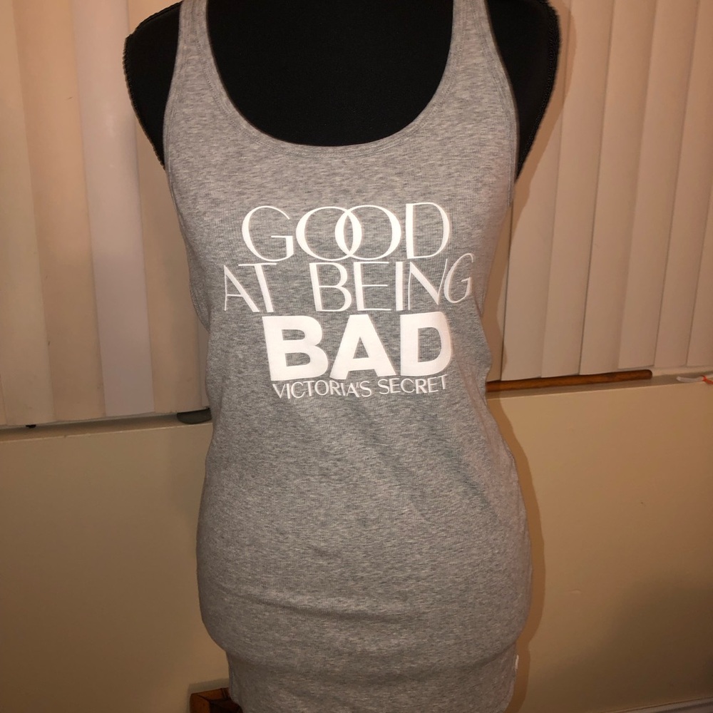 Victoria's Secret Gray Graphic Racerback Tank Top